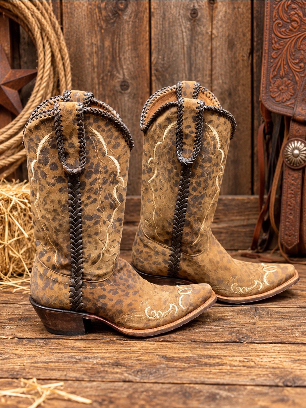 Lucchese Cheetah Print Western Cowgirl Boots - Size 9